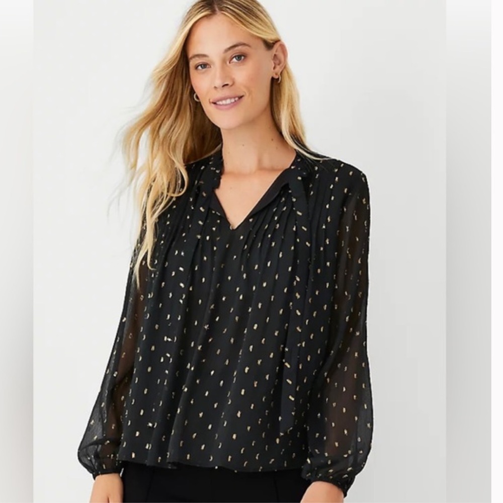 Ann Taylor Black and Gold Blouse